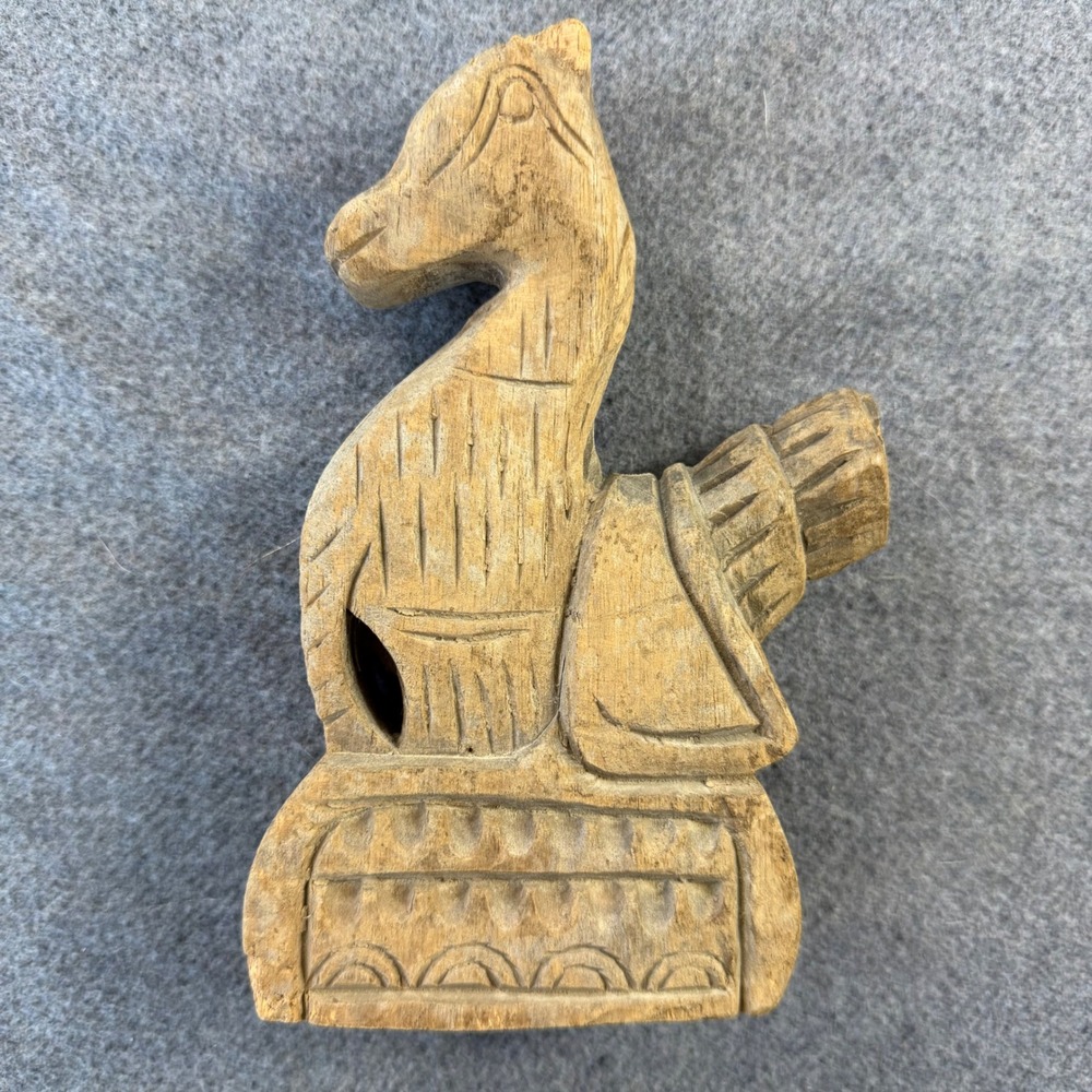 Hand Carved Horse Sculpture Primitive Folk Art Wood Rustic Decor Shelf Sitter